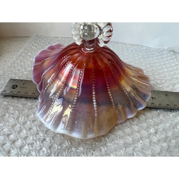 Dugan Opalescent Beaded Panels Open Stemmed Carnival Glass Compote Dish Antique - Picture 4 of 9